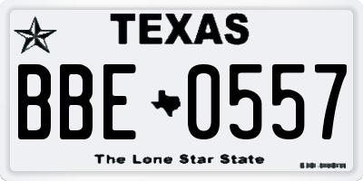 TX license plate BBE0557