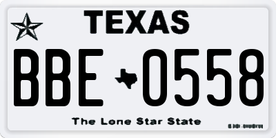 TX license plate BBE0558
