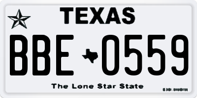 TX license plate BBE0559
