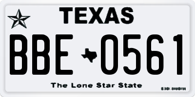 TX license plate BBE0561