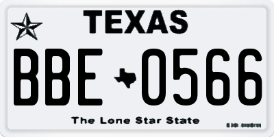 TX license plate BBE0566