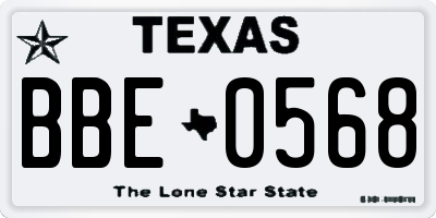 TX license plate BBE0568