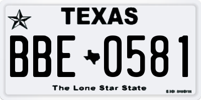 TX license plate BBE0581
