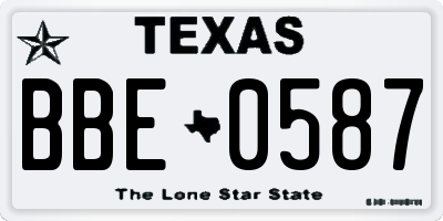 TX license plate BBE0587