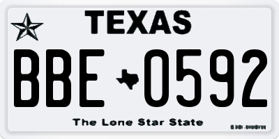 TX license plate BBE0592
