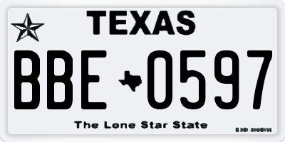 TX license plate BBE0597