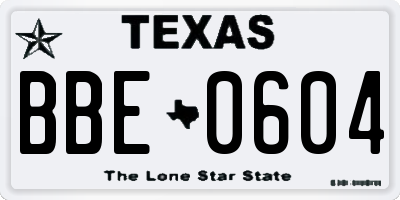 TX license plate BBE0604
