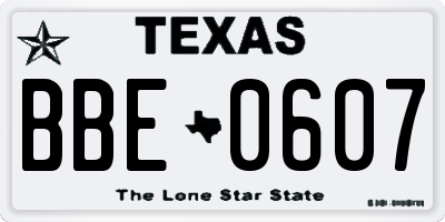 TX license plate BBE0607