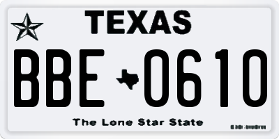TX license plate BBE0610
