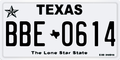 TX license plate BBE0614
