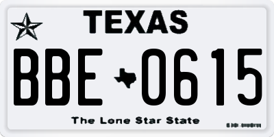TX license plate BBE0615