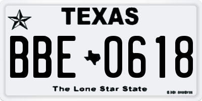 TX license plate BBE0618