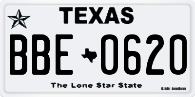 TX license plate BBE0620