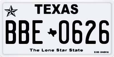 TX license plate BBE0626