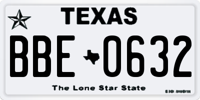TX license plate BBE0632