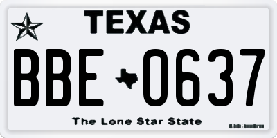 TX license plate BBE0637