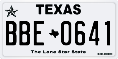 TX license plate BBE0641