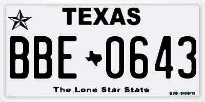 TX license plate BBE0643
