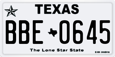 TX license plate BBE0645