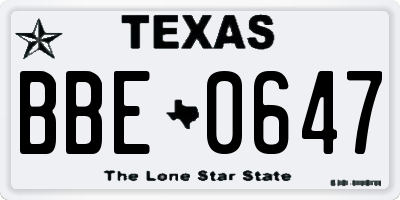 TX license plate BBE0647