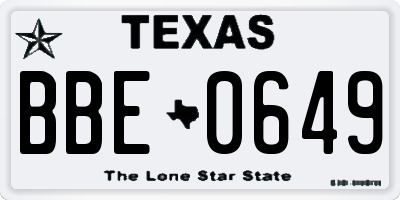 TX license plate BBE0649