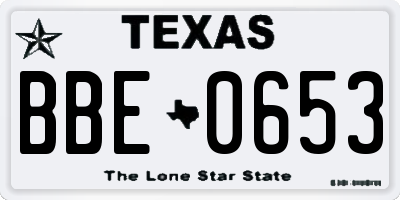 TX license plate BBE0653