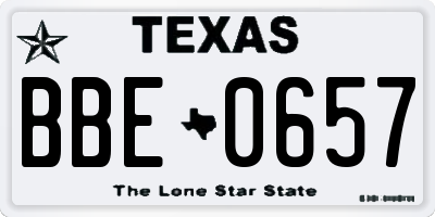 TX license plate BBE0657