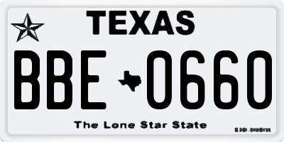 TX license plate BBE0660