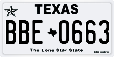 TX license plate BBE0663