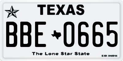 TX license plate BBE0665