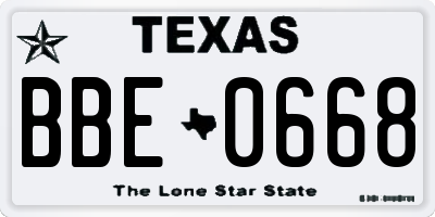 TX license plate BBE0668
