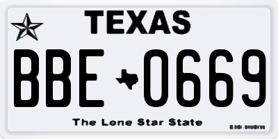 TX license plate BBE0669