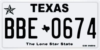 TX license plate BBE0674