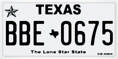 TX license plate BBE0675