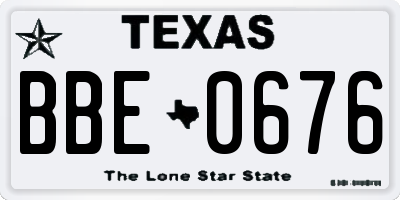 TX license plate BBE0676