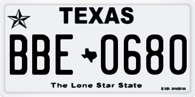 TX license plate BBE0680