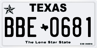 TX license plate BBE0681
