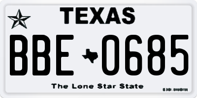 TX license plate BBE0685