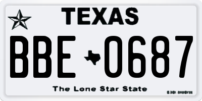 TX license plate BBE0687