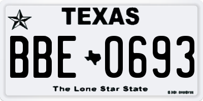 TX license plate BBE0693