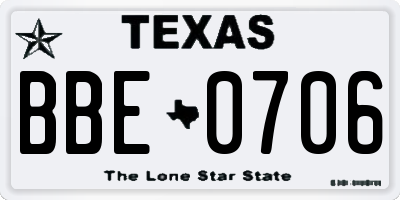 TX license plate BBE0706