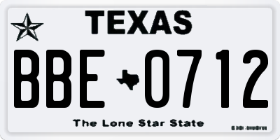 TX license plate BBE0712