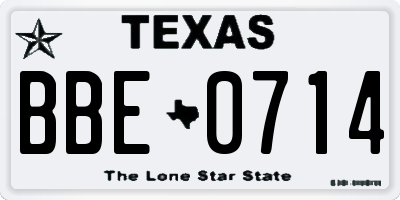 TX license plate BBE0714
