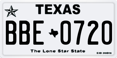 TX license plate BBE0720