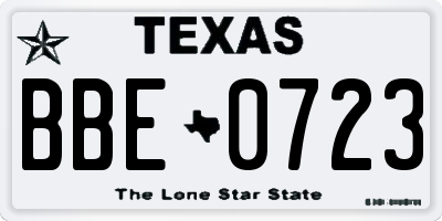 TX license plate BBE0723