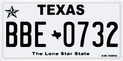 TX license plate BBE0732