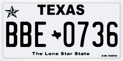 TX license plate BBE0736