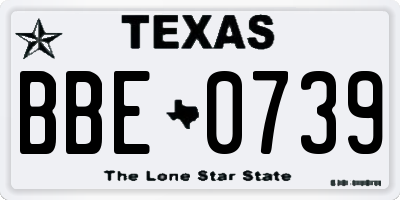 TX license plate BBE0739