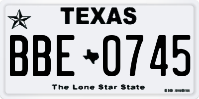 TX license plate BBE0745