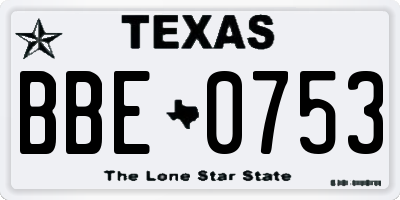 TX license plate BBE0753